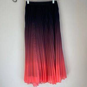 MIDI length accordion skirt black to purple to bright pink